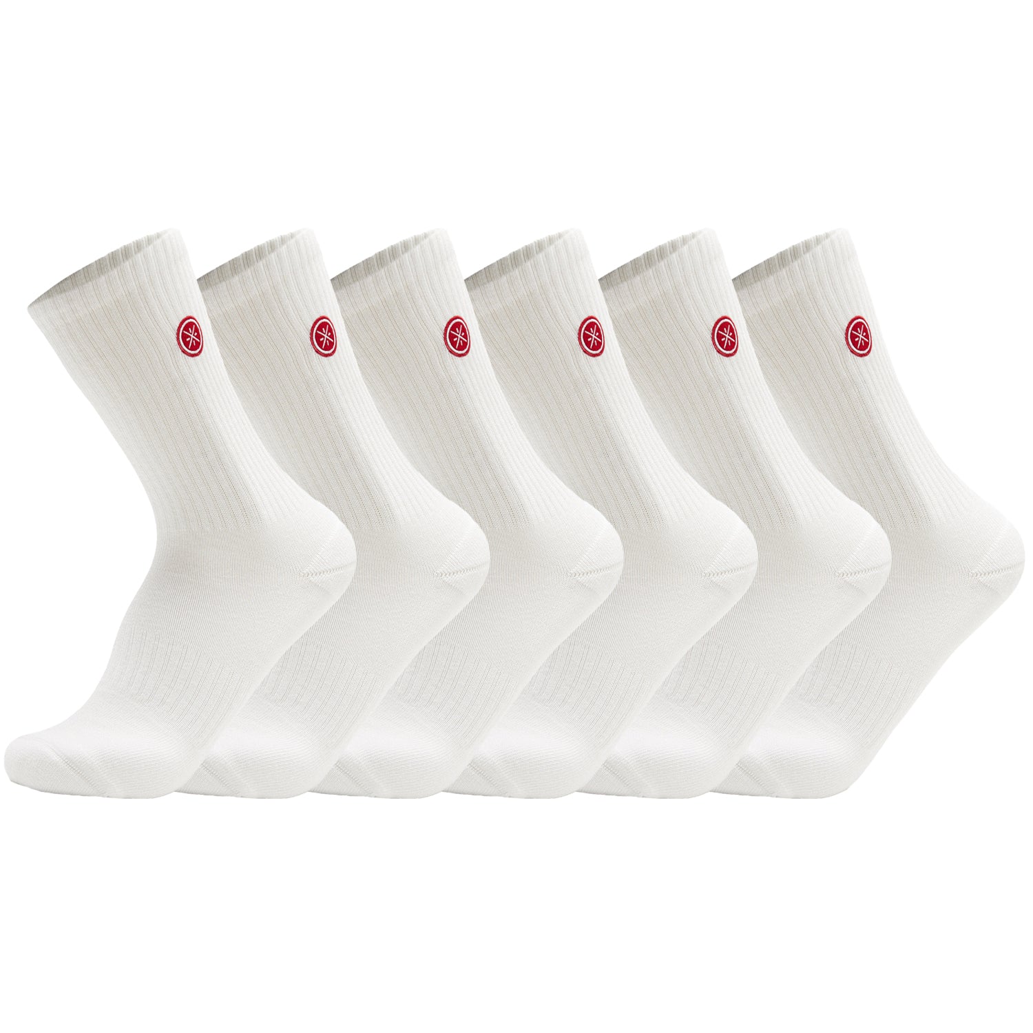 Wade White Crew Socks 6-Pack - Soft Cotton Everyday Socks
